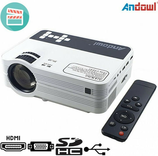 Andowl Q-A17 Mini Projector DLP Λάμπας LED με Ενσωματωμένα Ηχεία