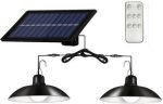 Andowl Σετ 2 Κρεμαστά Ηλιακά Φωτιστικά 1.8W 90lm Ψυχρό Λευκό 6000K με Φωτοκύτταρο και Τηλεχειριστήριο IP65 - Image 2