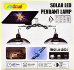 Andowl Σετ 2 Κρεμαστά Ηλιακά Φωτιστικά 1.8W 90lm Ψυχρό Λευκό 6000K με Φωτοκύτταρο και Τηλεχειριστήριο IP65