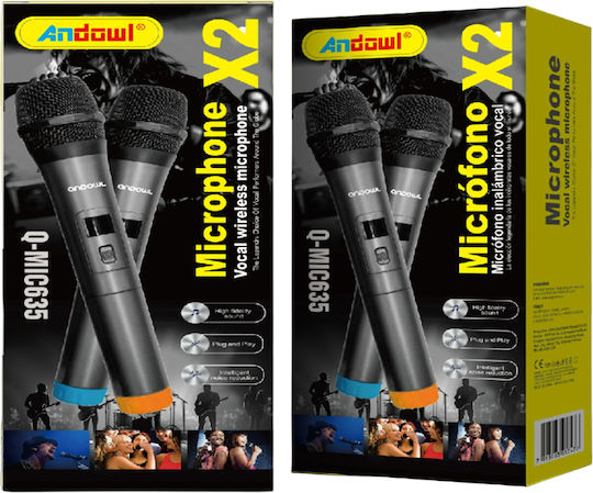 Andowl Μικρόφωνα Karaoke Ασύρματα Q-MIC635 Μαύρο